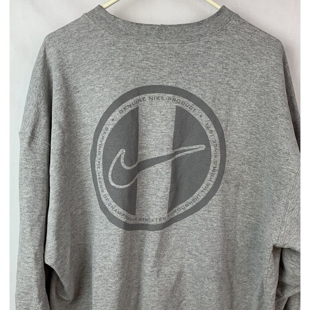 Vintage Nike Sample Sweatshirt Crewneck Swoosh Logo Gray Shirt Mens XL 90s
